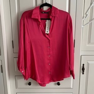 Zara Hot Pink Button-Down Shirt
